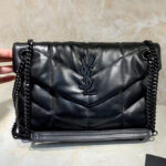 Saint Laurent Loulou Puffer Small Bag In Quilted Lambskin Black